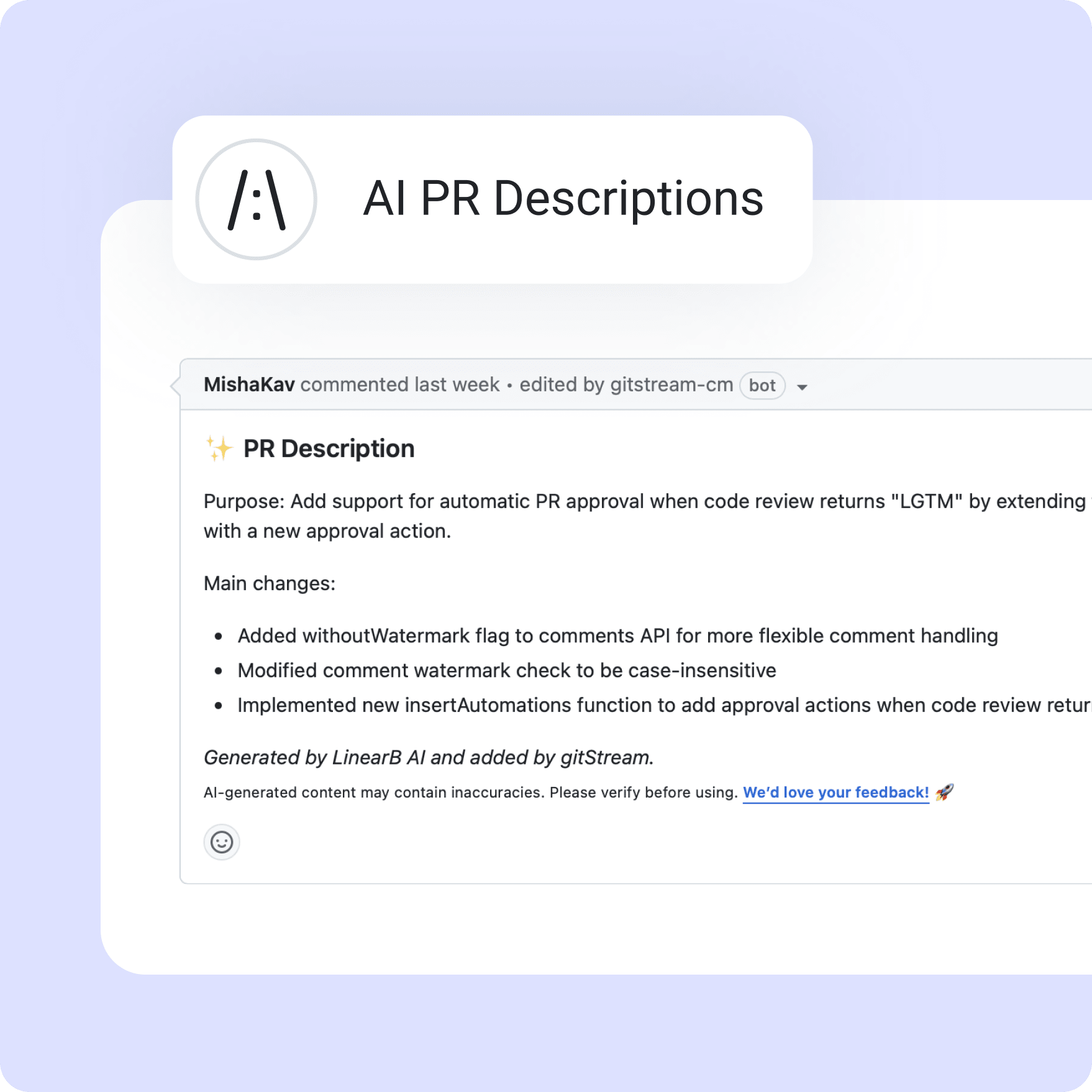 AI pull request descriptions
