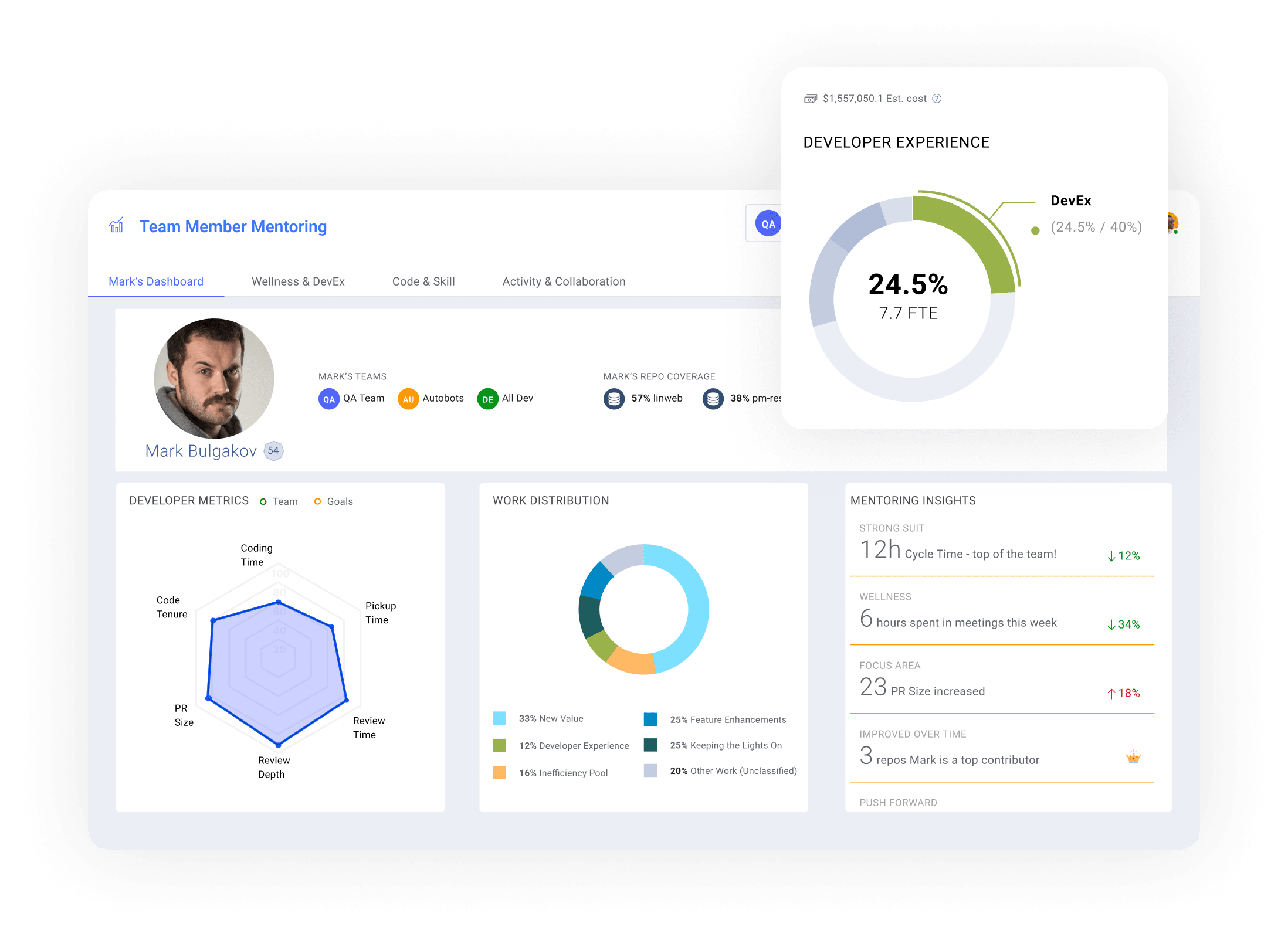 Overview of Team Member Mentoring dashboard