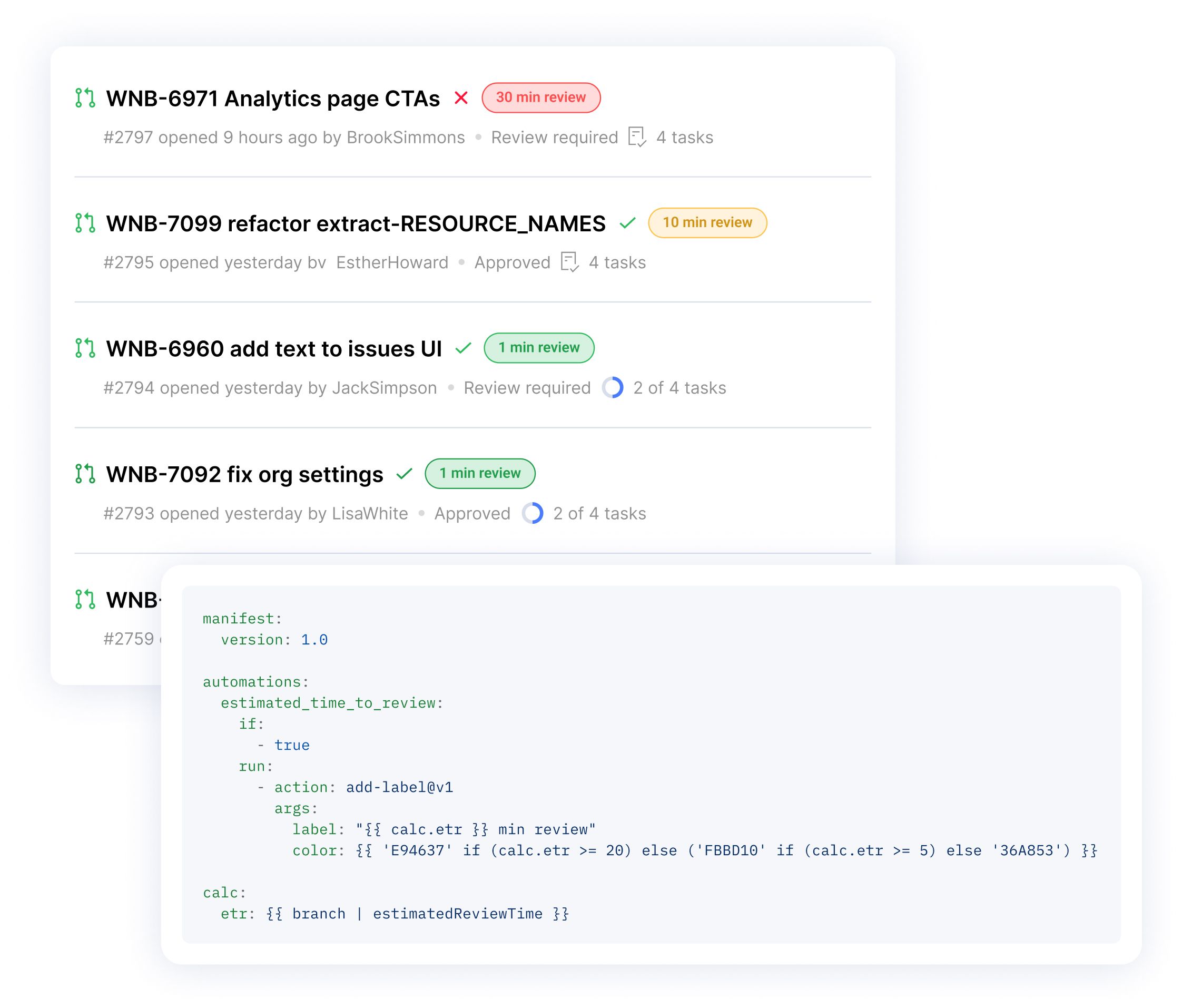 PR labels to help improve code quality metrics.