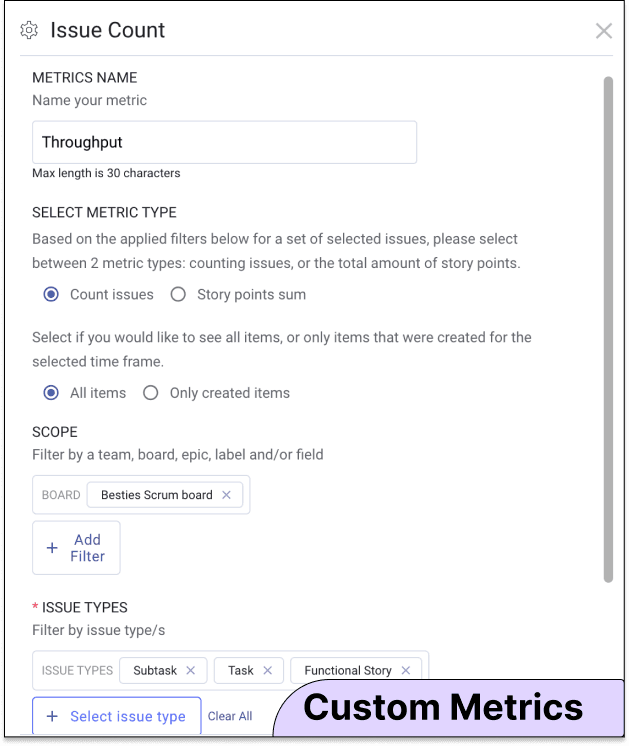 Every engineering team's operations are different. That's why flexibility and customizability in flow metrics and how they're calculated and presented is so crucial.