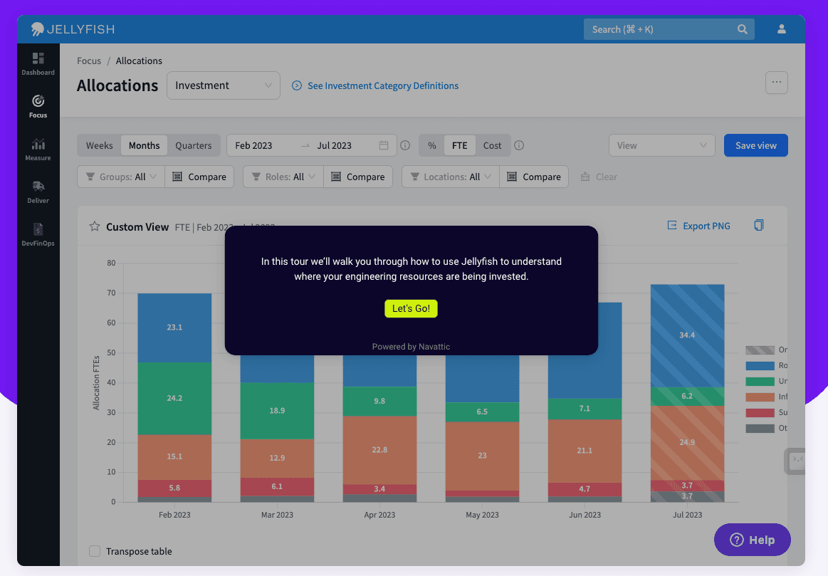 Jellyfish Resource Allocations Dashboard to help teams align their efforts with broader business objectives