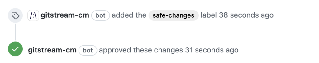 gitStream approve safe changes screenshot