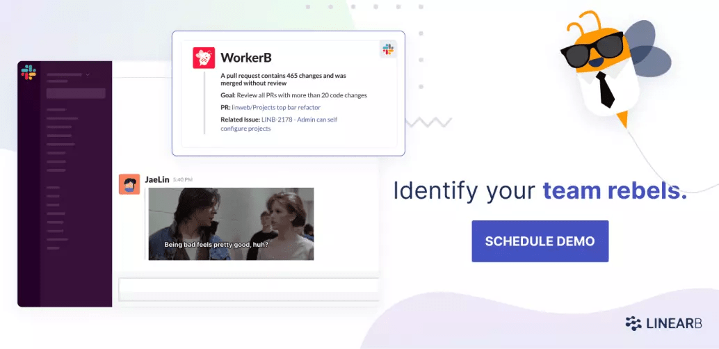 Identify your team rebels. Schedule a demo of WorkerB alerts for PRs merged without review.