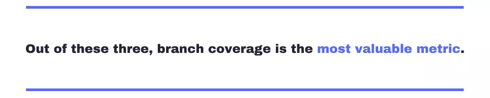 Out of these three, branch coverage is the most valuable metric.