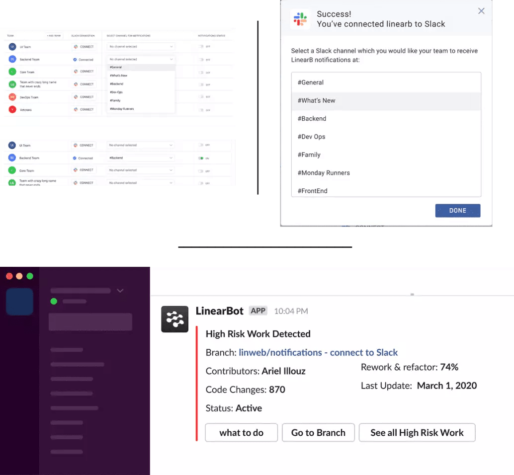 Slack alerts mockup