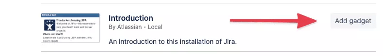 screenshot of the introduction gadget in Jira dashboard