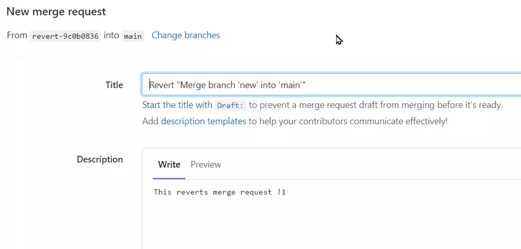 Screenshot new merge request