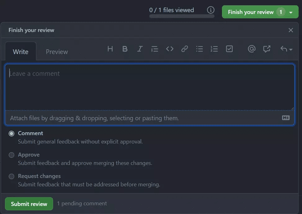github code review finish your review